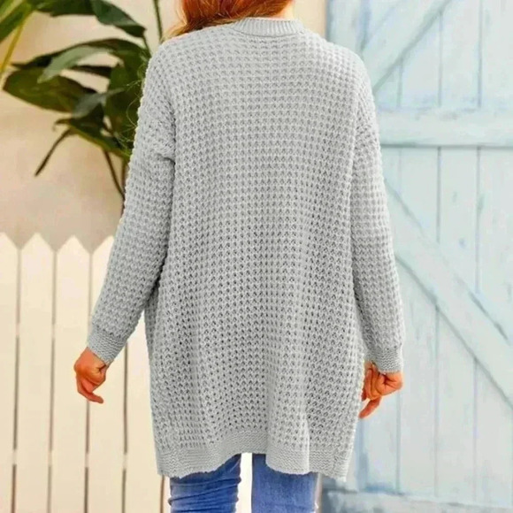 SySea Girls Batwing Long Sleeve Cardigan Open Front Knit Sweaters Grey SZ 13-14 - Picture 2 of 6